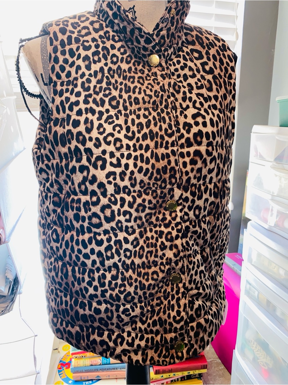 Michael Kors Leopard Print Puffer Vest